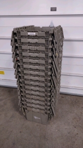 (15) (Gray) Heavy Duty Folding Lid Storage Containers