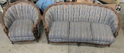 (2) Victorian Style Furniture Pieces - (1) Sofa (1) Club Chair