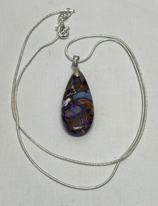 23.15ct. Sea Sediment Jasper Pendant W/ .925 Silver Necklace