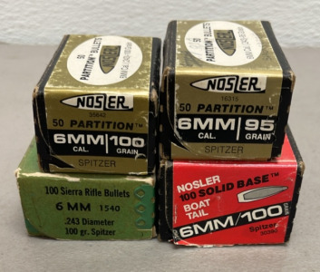 (300) 6mm Bullets For Reloading (Nosler, Sierra)