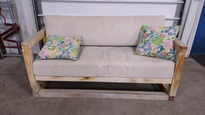Patio Wooden Padded Couch