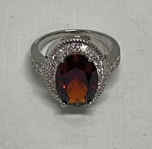 Red Ruby Oval Cut And Faceted .925 Silver Ring Size 8