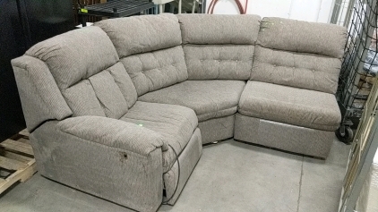 Three-Piece Electrical Recliner Sectional Sofa in Beige Fabric