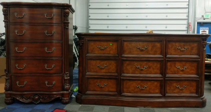 (2) Elegant Wooden Dressers - Timeless Carved Masterpieces