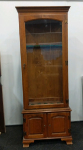 (1) Antique Glass Top Gun Cabinet w/ Locking Lower Cabinet - 2-Pieces - 30"x16"x72"H