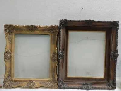 (2) Ornate Antique Frames - (1) Gold Finish (1) Dark Wood Finish