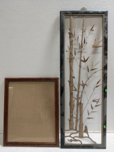 (2) Framed Wall Art - (1) Bamboo and Bird Cutout (1) Wood Frame