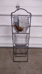 (1) (Black) Multipurpose Hanging Baskets Rack w/ Assorted Containers