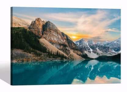(1) SD SOFT DANCE Nature Landscape Canvas Prints: Scenic Lake Mountain Sunset Nature Painting Wall Art, 24" x 36"