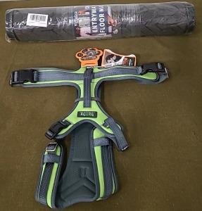 (1) Mighty Paw, Dog Sport Harness 2.0 - Adjustable Neck and Chest Straps - Enhanced Visibility with Reflective Stitching, XL & (1) 2-Piece Entryway Floor Mat Set<br/>