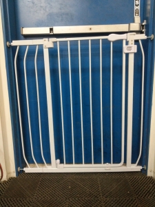 (1) White Metal Baby Gate w/ Extension