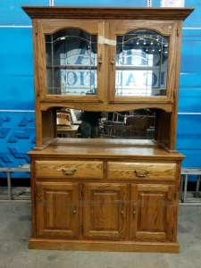 (1) Oak Hutch w/ Glass Doors - 48&frac12;"x16&frac12;"x75&frac12;"