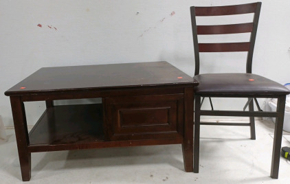 (1) Coffee Table - 36" &times; 28" (1) Chair - Folding
