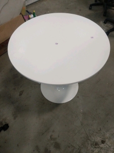 (1) White Wood & Metal Round Table - 36" Diameter