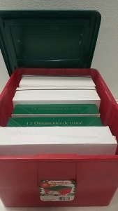 Tote of Boxes of Ornaments