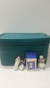 Tote of Christmas Statues and Decor