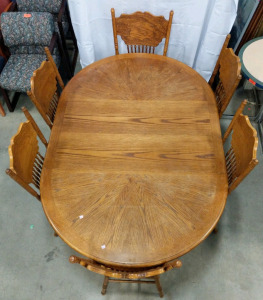 (7) Wooden Dining Set w/ Leaf - 72"&times;48" - (1) Table (6) Chairs