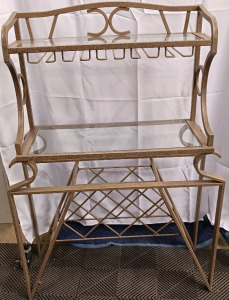Metal Wine Glass Holder and Wine Rack W/Glass Shelves, Picture Decor 36inWx50inTx14&frac12;D