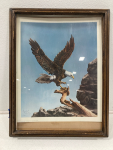 Framed and signed Eagle Painting- Unknown Artist 27x21