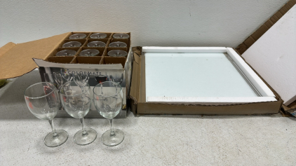 Colormate 12 pc. Wine Glass Set, 18&rdquo; x 18&rdquo; Tempered Glass Pane