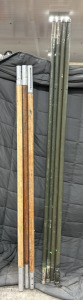 (4) Vintage Military Tent Poles (90&rdquo;L), (3) Vintage Military Stretcher Poles (76&rdquo;L)