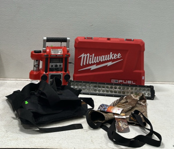 Milwaukee M18 Fuel Toolbox, Black & Decker Storm Station Power SupplyOptronics Light Bar, Blacks Creek RealTree Arrow Tube