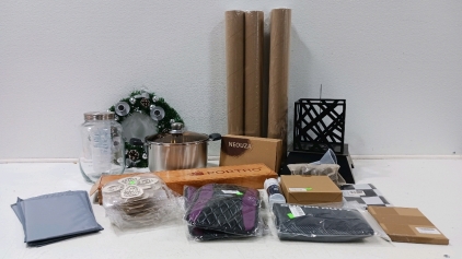 Amazon Overstock Sale (1) Black Metal Fire pit with Coals (4) Mailing Tubes (1) Cooking Pot with Lid (1) Large Mason Jar And More!