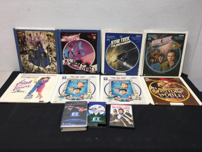 (8) Selectavision Video Discs (2) ET VHS, (1) DVD