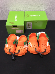 (2) Size c8 Carrot Crocs
