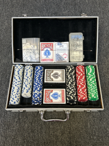 Poker Case With Chips, Cards and Dice