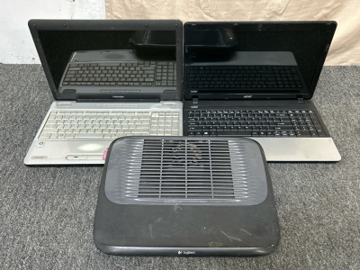 Toshiba and Acer Laptops And Logitech Cooling Pad