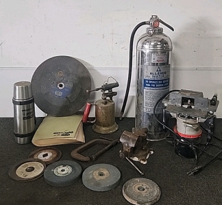 Corner Router, Mini Vice,C-clamp,Vintage Torch,Vintage Fire Extinguisher,Grinding Wheels... and More ..