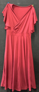 Red LYANER Womens Size Large Midi Dress Ruffle Cap Sleeve V Neck Swing A Line