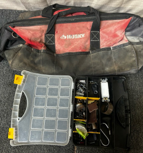 Husky Tool Bag, Assored Tools In Tool Box