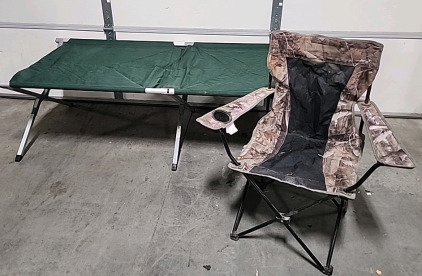 Glacier's Edge Camp Cot 75.2"Lx25.6Wx17.7"H 225lb Capacity,Camp Chair