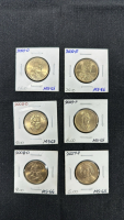 (6) Sacagawea and President U.S. Dollar Coins (Mint and Date in Photos)