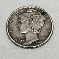 (2) Mercury Silver Dimes Dated 1942 - 3