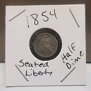 1854 Seated Liberty Half Dime In Protective Case