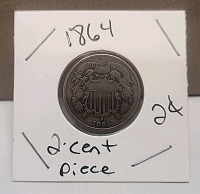 1864 2-Cent Piece Coin In Protective Case