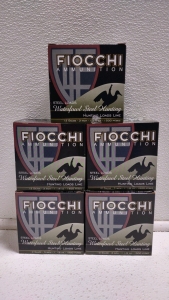 (5) Boxes of 12 Gauge - 3 Inch - 1⅛ oz. - 1500 ft/Sec. Fiocchi Ammunition, Steel Loads, Waterfowl Steel Hunting Bullets