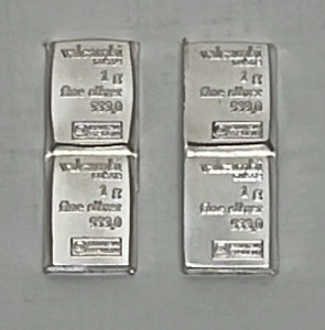 (4) 1 Gram .999 Fine Silver Bars