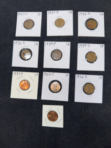 (10) Various Pennies (Mint and Date in Photos)