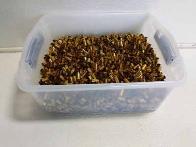 (1) Large Bin of 9mm Brass Shell Casings - Approx. 1,000+ Pieces