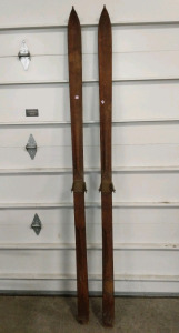 (2) Vintage Wooden Skis w/ Metal Bindings