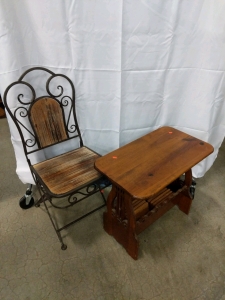 (2) Rustic Chair and Lyre Table