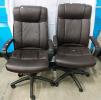 (2) High-Back Office Chairs Brown