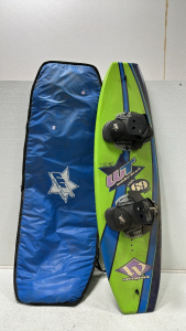 Vintage Wake Tech Flight 69 Wake Board with Storage/Travel Bag