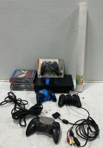 Sony Playstation 2, (7) Various PS2 Games (007, Tomb Raider, Call of Duty, and More), New Pro EX Controller, NYKO iType2 Controller, Dualshock 2 Controller, Intec Wirless PS2 Controller