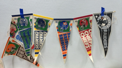 (28) Vintage 30” NFL Pennant Flags