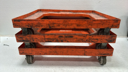 (3) Stacking Orange Furniture Dolleys (22.5” x 26.75”)